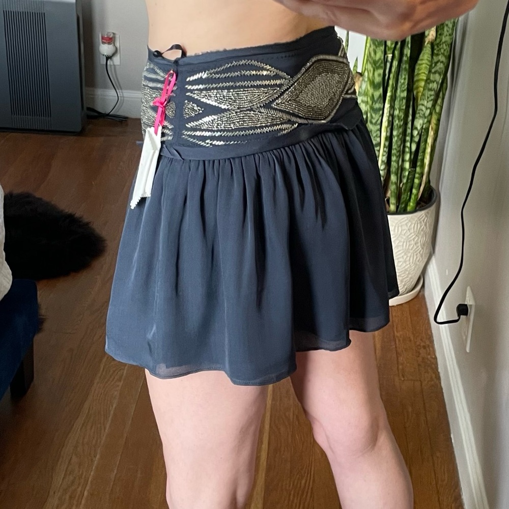 NWT Parker (Revolve) Sm Blue Silver Sequin Skirt $250